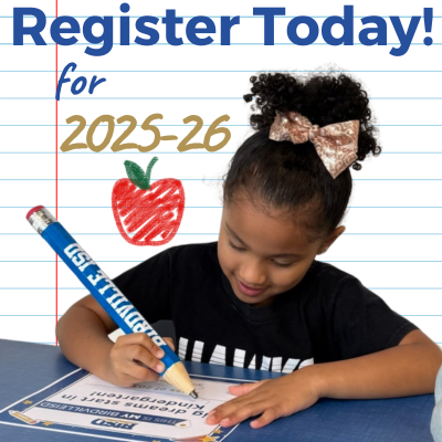  girl signing paper - Register Today for 25-26