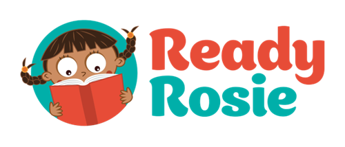 Ready Rosie logo with a little girl reading a book 