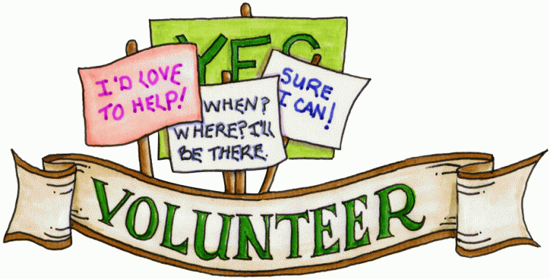 Banner that says volunteer