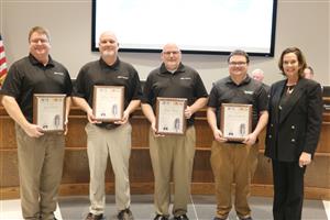 Chris Hays, Julian Roane and Jack Webb with Haltom Football Broadcast; and Sean Eichkorn with R Street Media were recognized  