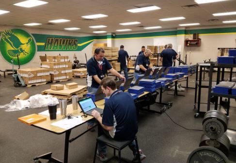 Computer Technicians deploying Chromebooks to Birdville High Schools