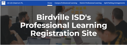 Birdville ISD's Professional Learning Registration Site Header