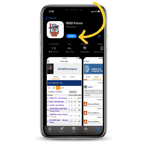 mobile view of opening  Focus app