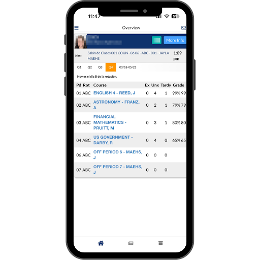 mobile view of selecting menu in upper left-hand corner
